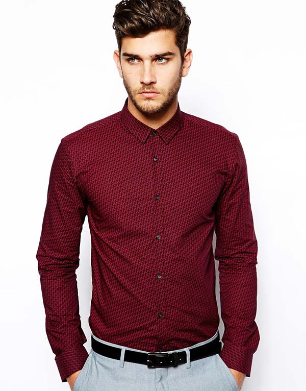 hugo boss red dress shirt